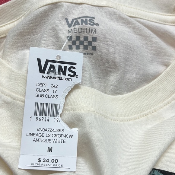 NWT Vans Off The Wall Original 1966 Cropped Long Sleeve Crewneck Graphic Tee - Picture 5 of 6